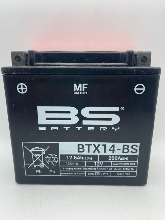 Batteria moto BS BTX14-BS (YTX14-BS) - Senza manutenzione - 12 V 12 Ah - Dimensioni: 150 x 87 x 145 mm