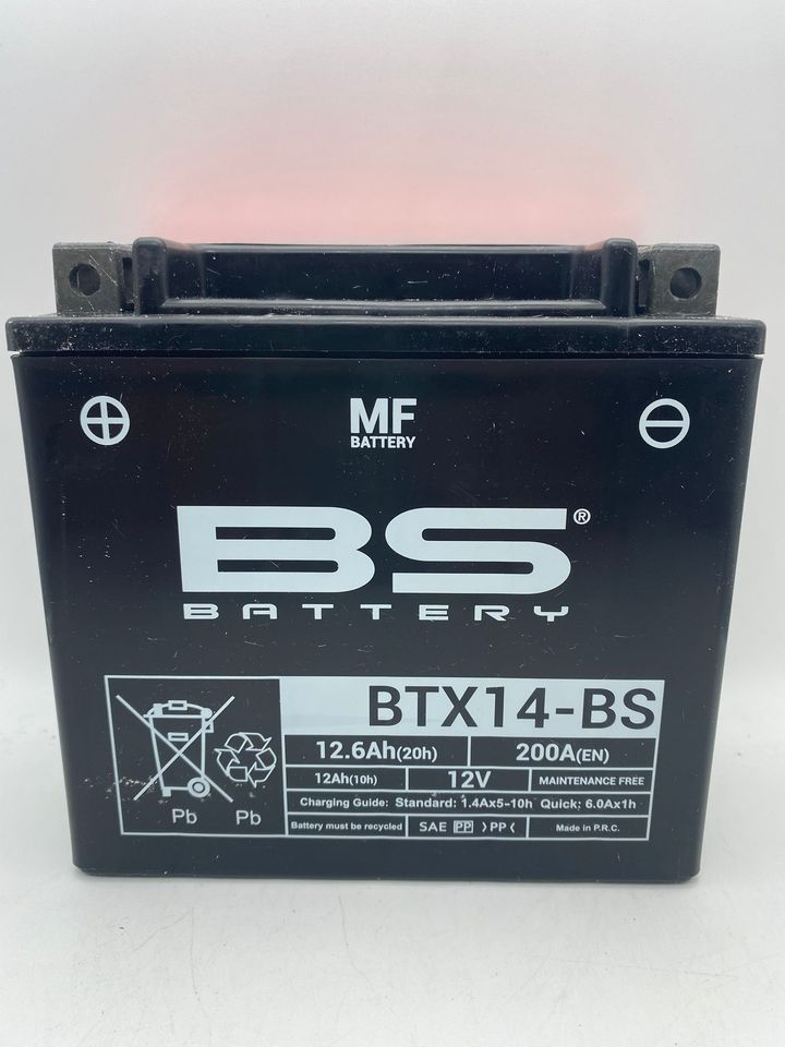 Batteria moto BS BTX14-BS (YTX14-BS) - Senza manutenzione - 12 V 12 Ah - Dimensioni: 150 x 87 x 145 mm compatibile con Kawasaki ZRX S 1200 2001/2003