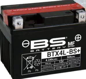 Batteria moto BS BTX4L-BS (YTX4L-BS) - Senza manutenzione - 12 V 3 Ah - Dimensioni: 113 x 70 x 85 mm