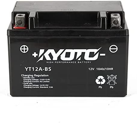 Batteria moto AGM Kyoto YT12A-BS - Senza manutenzione - 12 V 10 Ah - Dimensioni: 150 x 87 x 106 mm