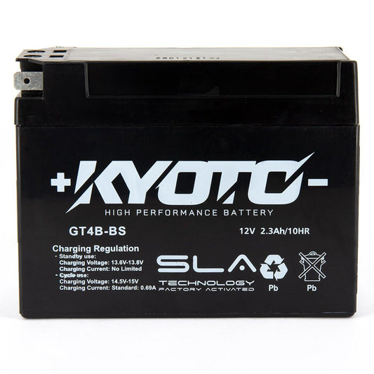 Batteria moto Kyoto SLA GT4B-BS (YT4B-BS) AGM - Senza manutenzione - 12 V 2.3 Ah - Dimensioni: 113 x 38 x 86 mm