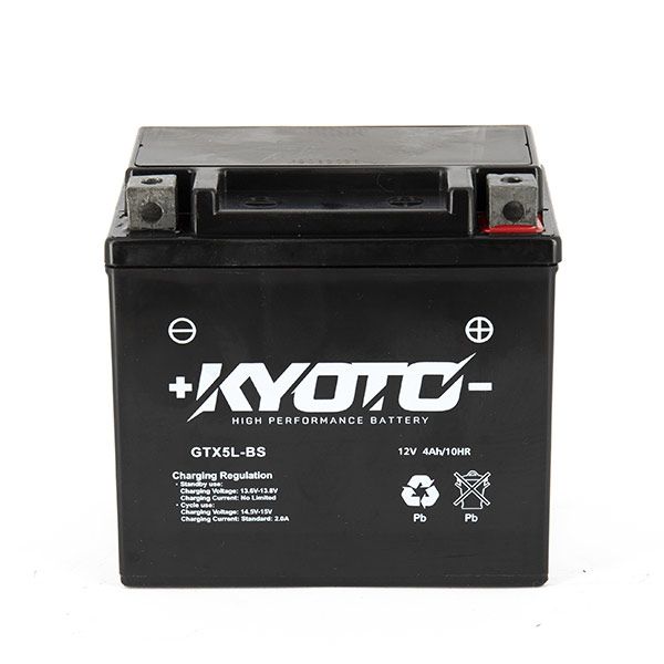 Batteria moto Kyoto SLA GTX5L-BS (YTX5L-BS) AGM - Senza manutenzione - 12 V 4 Ah - Dimensioni: 114 x 71 x 106 mm compatibile con KYMCO People 9, People 50 2000-2010