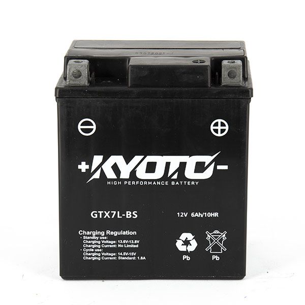 Batteria moto Kyoto SLA GTX7L-BS (YTX7L-BS) AGM - Senza manutenzione - 12 V 6 Ah - Dimensioni: 114 x 71 x 131 mm compatibile con HONDA SH 125