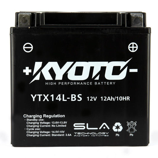 Batteria moto Kyoto SLA YTX14L-BS AGM - Senza manutenzione - 12 V 12 Ah - Dimensioni: 150 x 87 x 145 mm compatibile con HARLEY-DAVIDSON 1200 FORTY-EIGHT 1200 2011-