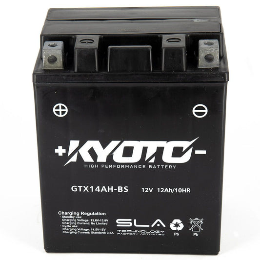 Batteria moto Kyoto SLA GTX14AH-BS (YTX14AH-BS) AGM - Senza manutenzione - 12 V 12 Ah - Dimensioni: 133 x 90 x 164 mm