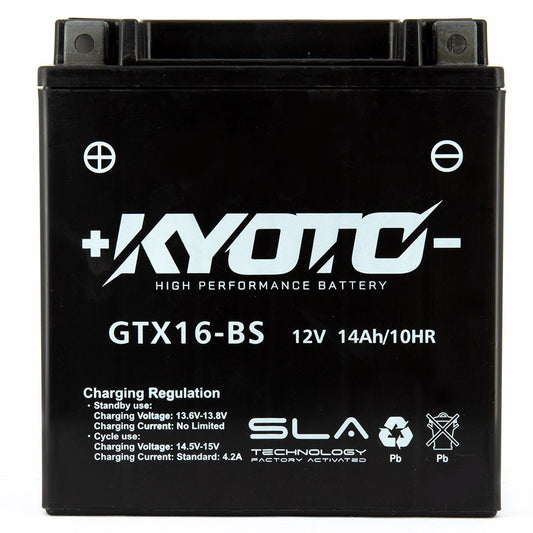 Batteria moto Kyoto SLA GTX16-BS (YTX16-BS) AGM - Senza manutenzione - 12 V 14 Ah - Dimensioni: 150 x 87 x 161 mm