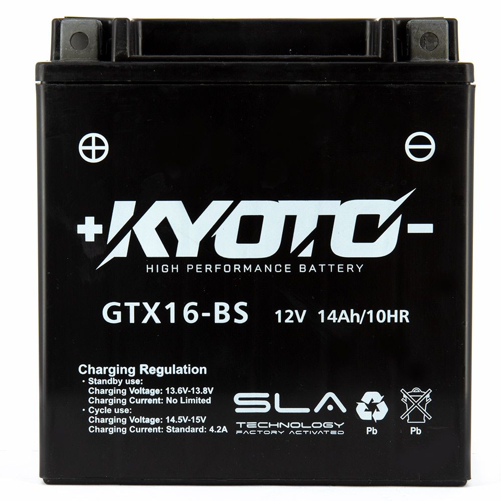 Batteria moto Kyoto SLA GTX16-BS (YTX16-BS) AGM - Senza manutenzione - 12 V 14 Ah - Dimensioni: 150 x 87 x 161 mm compatibile con KAWASAKI VN1500-G, J, L, R, Vulvan Nomad, Drifter 1500 1999-2005