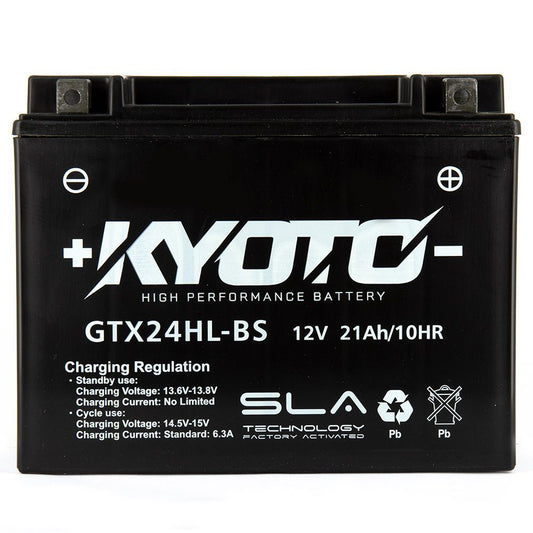 Batteria moto Kyoto SLA GTX24HL-BS (YTX24HL-BS) AGM - Senza manutenzione - 12 V 21 Ah - Dimensioni: 205 x 87 x 162 mm
