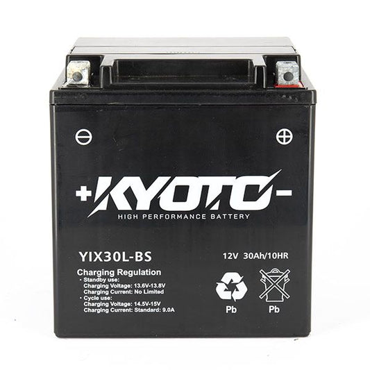 Batteria moto Kyoto SLA YIX30L-BS AGM - Senza manutenzione - 12 V 30 Ah - Dimensioni: 166 x 126 x 175 mm compatibile con PIAGGIO Ape P50 / Ape MP, MPR