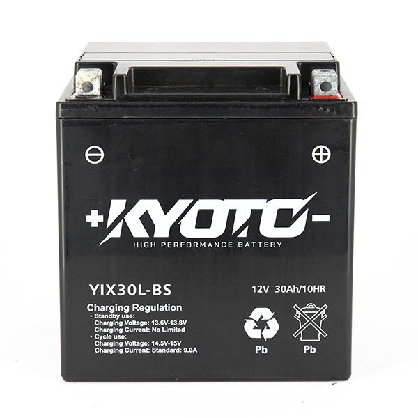Batteria moto Kyoto SLA YIX30L-BS AGM - Senza manutenzione - 12 V 30 Ah - Dimensioni: 166 x 126 x 175 mm compatibile con BMW R100 GS, PD 1000 1987-1995