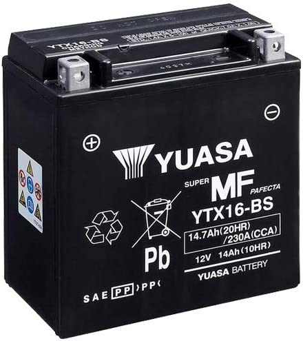 Batteria moto Yuasa YTX16-BS - Senza manutenzione - 12 V 14 Ah - Dimensioni: 150 x 87 x 161 mm