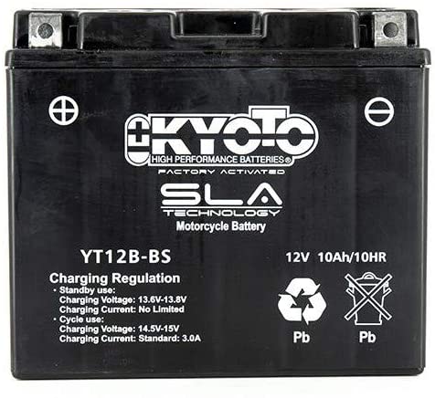 Batteria moto Kyoto SLA YT12B-BS AGM - Senza manutenzione - 12 V 10 Ah - Dimensioni: 150 x 70 x 131 mm compatibile con DUCATI 749 2003-2006