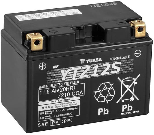 Batteria moto Yuasa YTZ12S AGM - Senza manutenzione - 12 V 11 Ah - Dimensioni: 150 x 87 x 110 mm compatibile con BMW C600 Sport 600 2011