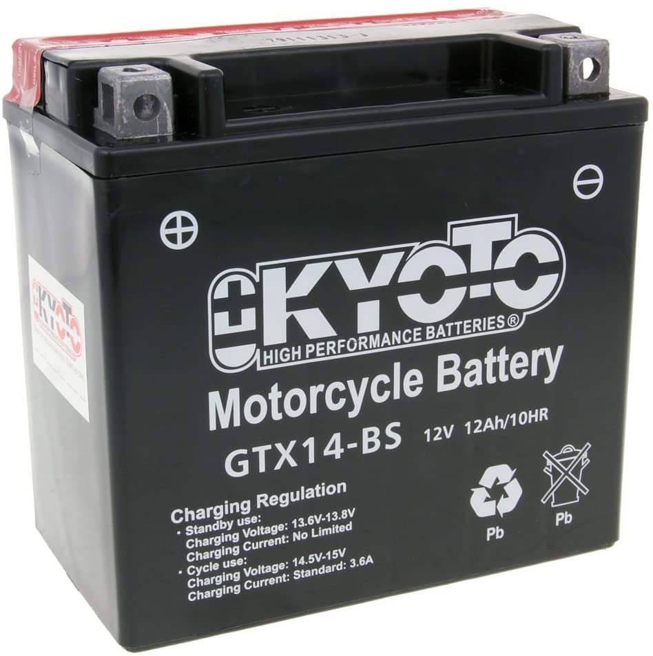 Batteria moto Kyoto GTX14-BS (YTX14-BS) - Pronta all'uso - 12 V 12 Ah - Dimensioni: 150 x 87 x 147 mm compatibile con Suzuki QUAD LT-F F KING QUAD 4X4 400 2008/2012