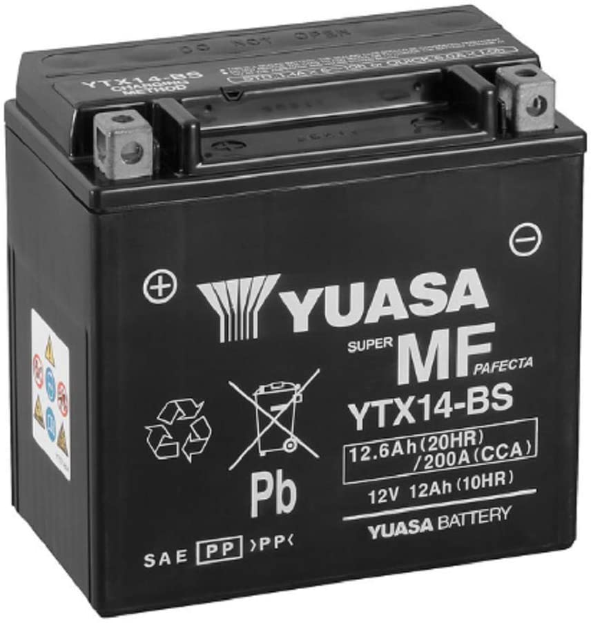 Batteria moto Yuasa YTX14-BS - Senza manutenzione - 12 V 12 Ah - Dimensioni: 150 x 87 x 147 mm compatibile con Piaggio MP3 125 2006/2008