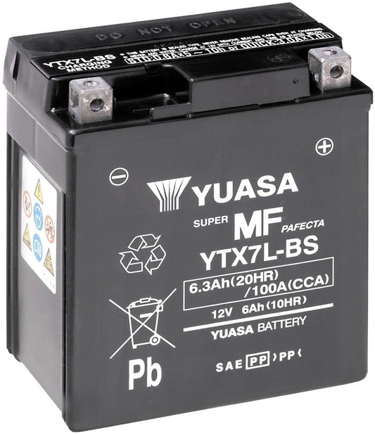 Batteria moto Yuasa YTX7L-BS - Senza manutenzione - 12 V 6 Ah - Dimensioni: 114 x 71 x 131 mm