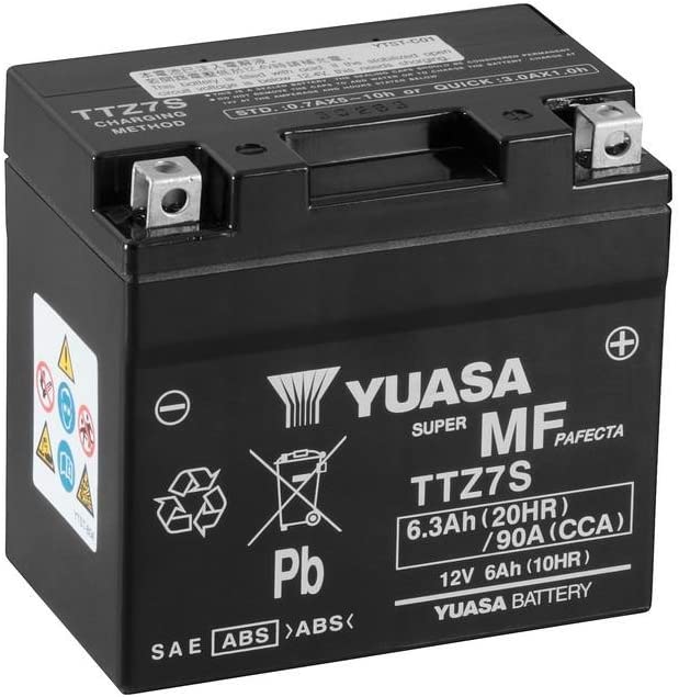 Batteria moto Yuasa TTZ7S AGM - Senza manutenzione - 12 V 6 Ah - Dimensioni: 114 x 70 x 105 mm compatibile con KTM EXC, Racing 530 2005-2009