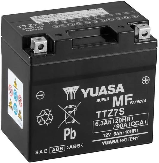 Batteria moto Yuasa TTZ7S AGM - Senza manutenzione - 12 V 6 Ah - Dimensioni: 114 x 70 x 105 mm compatibile con KTM XC ATV 505 2008-2009