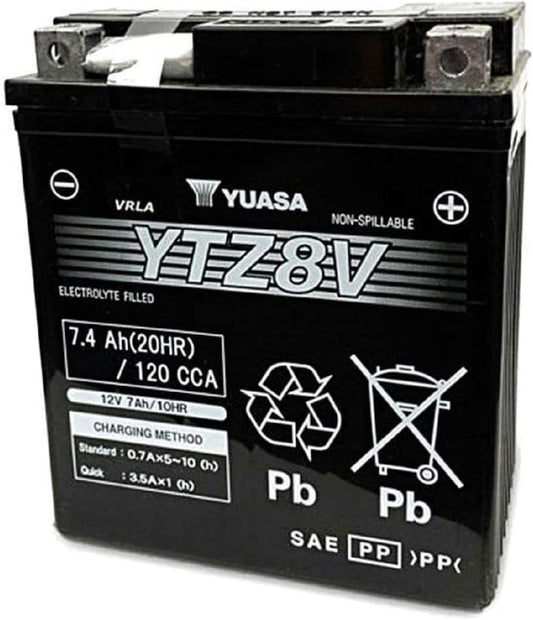 Batteria moto Yuasa YTZ8-V - Senza manutenzione - 12 V 7 Ah - Dimensioni: 113 x 70 x 130 mm compatibile con YAMAHA MT-03 300 2015-