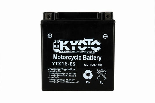 Batteria moto Kyoto GTX16-BS (YTX16-BS) - Senza manutenzione - 12 V 14 Ah - Dimensioni: 150 x 87 x 161 mm