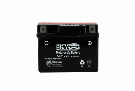 Batteria moto Kyoto GTX4L-BS (YTX4L-BS) - Senza manutenzione - 12 V 3 Ah - Dimensioni: 114 x 71 x 86 mm compatibile con HONDA C100-MA 100 1987