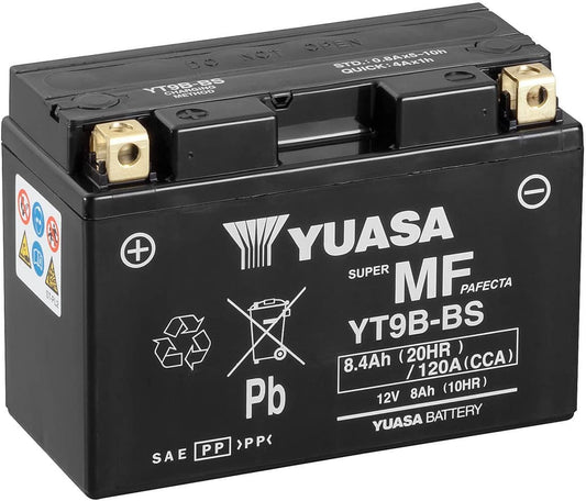 Batteria moto Yuasa YT9B-BS - Senza manutenzione - 12 V 8 Ah - Dimensioni: 150 x 70 x 105 mm