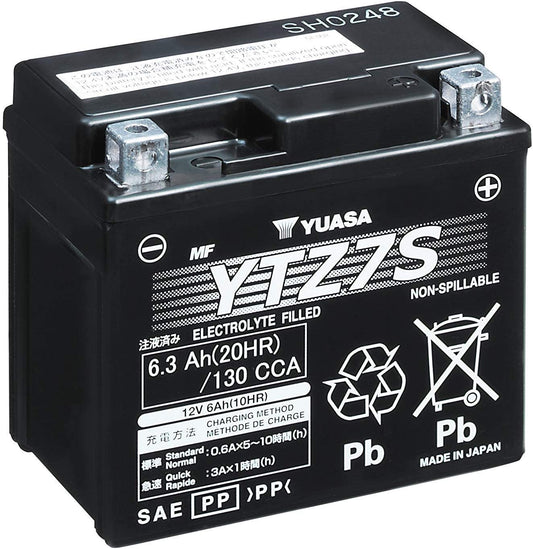 Batteria moto Yuasa YTZ7S AGM - Senza manutenzione - 12 V 6 Ah - Dimensioni: 114 x 70 x 105 mm compatibile con KAWASAKI KFX90 90 2007-2010