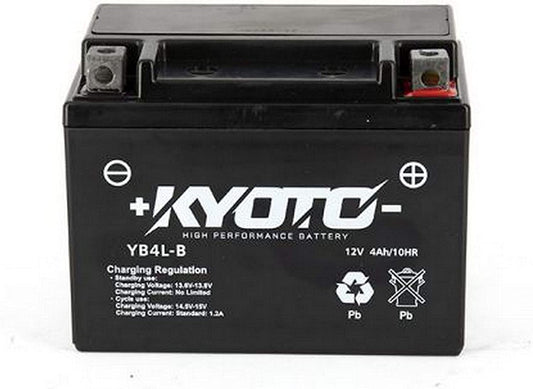Batteria moto Kyoto SLA YB4L-B AGM - Senza manutenzione - 12 V 4 Ah - Dimensioni: 120 x 71 x 92 mm