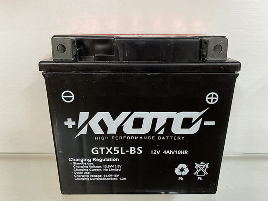 Batteria moto Kyoto GTX5L-BS (YTX5L-BS) - Senza manutenzione - 12 V 4 Ah - Dimensioni: 114 x 71 x 106 mm