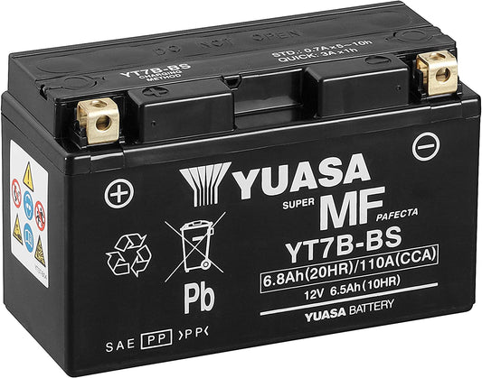 Batteria moto Yuasa YT7B-BS - Senza manutenzione - 12 V 6 Ah - Dimensioni: 150 x 65 x 92 mm