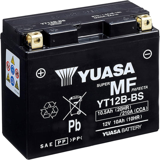 Batteria moto Yuasa YT12B-BS - Senza manutenzione - 12 V 10 Ah - Dimensioni: 150 x 70 x 131 mm