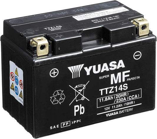 Batteria moto Yuasa TTZ14S AGM - Senza manutenzione - 12 V 11.2 Ah - Dimensioni: 150 x 87 x 110 mm