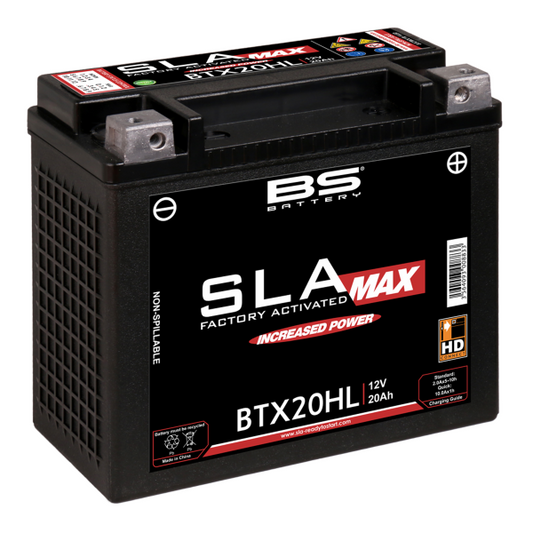 Batteria moto BS SLA MAX BTX20HL (YTX20HL-BS) AGM - Senza manutenzione - 12 V 20 Ah - Dimensioni: 176 x 87 x 154 mm