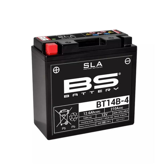 Batteria moto BS SLA BT14B-4 (YT14B-4 YT14B-BS) - Pronta all'uso - 12V 12 Ah - 150 x 69 x 145 mm compatibile con Hyosung GV650, SE 650 2009-2010