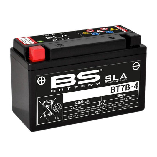 Batteria moto BS SLA BT7B-4 (YT7B-4 YT7B-BS) AGM - Senza manutenzione - 12 V 6.5 Ah - Dimensioni: 150 x 65 x 93 mm