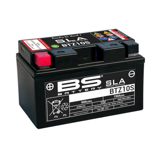 Batteria moto BS SLA BTZ10S (YTZ10S) AGM - Senza manutenzione - 12 V 8.6 Ah - Dimensioni: 150 x 88 x 93 mm compatibile con YAMAHA MAXAM 250 2010-