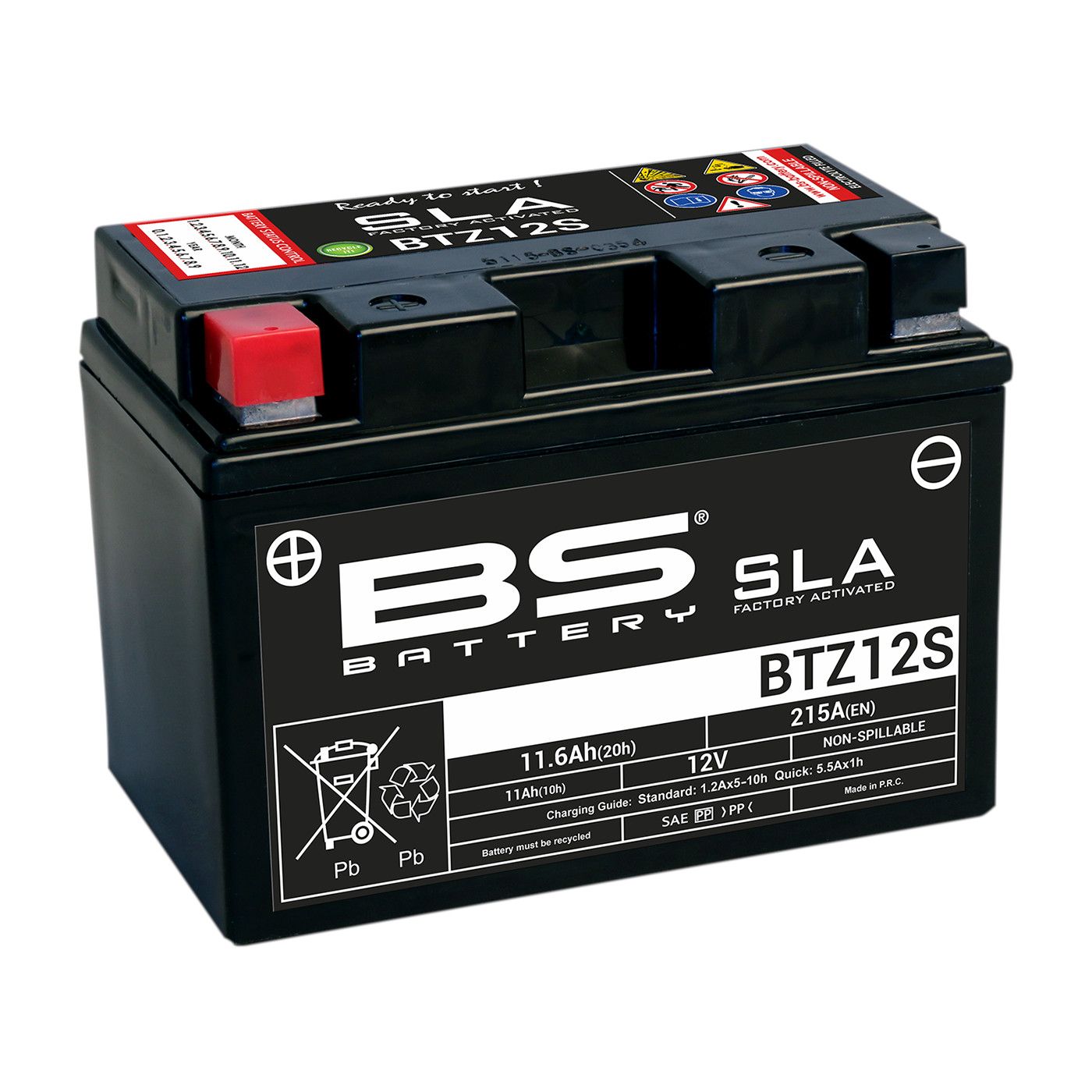 Batteria moto BS SLA BTZ12S (YTZ12S) AGM - Senza manutenzione - 12 V 11 Ah - Dimensioni: 150 x 88 x 110 mm compatibile con HONDA VT750C, CA, C2, Shadow Spirit, Aero 750 2007-2009
