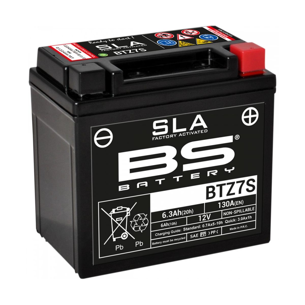 Batteria moto BS SLA BTZ7S (YTZ7S) AGM - Senza manutenzione - 12 V 6 Ah - Dimensioni: 113 x 70 x 105 mm compatibile con HONDA Zoomer 50 2001-