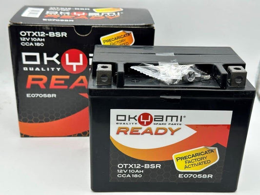 Batteria moto AGM Okyami SLA OTX12-BSR pronta all'uso - Dimensioni: 15 x 8,7 x 13 cm