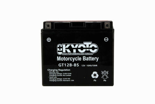 Batteria moto Kyoto GT12B-BS (YT12B-BS) - Senza manutenzione - 12 V 10 Ah - Dimensioni: 150 x 70 x 131 mm compatibile con APRILIA Sport City 125 2004-2011