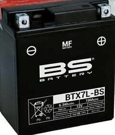 Batteria moto BS BTX7L-BS (YTX7L-BS) - Senza manutenzione - 12 V 6 Ah - Dimensioni: 113 x 70 x 130 mm compatibile con SUZUKI VL125 Intruder LC 125 2000-2007