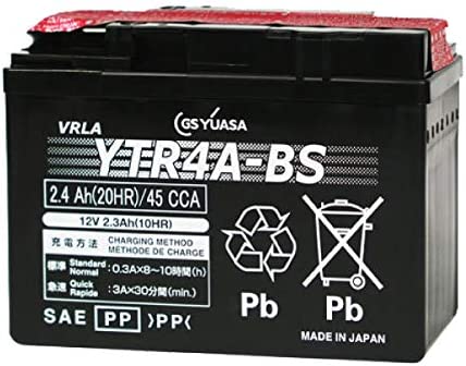 Batteria moto Yuasa YTR4A-BS - Senza manutenzione - 12 V 2.3 Ah - Dimensioni: 114 x 49 x 85 mm compatibile con HONDA SZX50 50