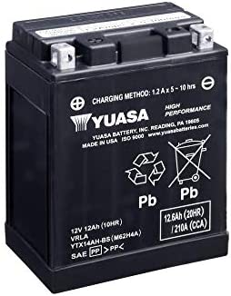 Batteria moto Yuasa YTX14AH-BS - Senza manutenzione - 12 V 12 Ah - Dimensioni: 134 x 89 x 166 mm compatibile con HONDA VT700C Shadow 700 1986-1987