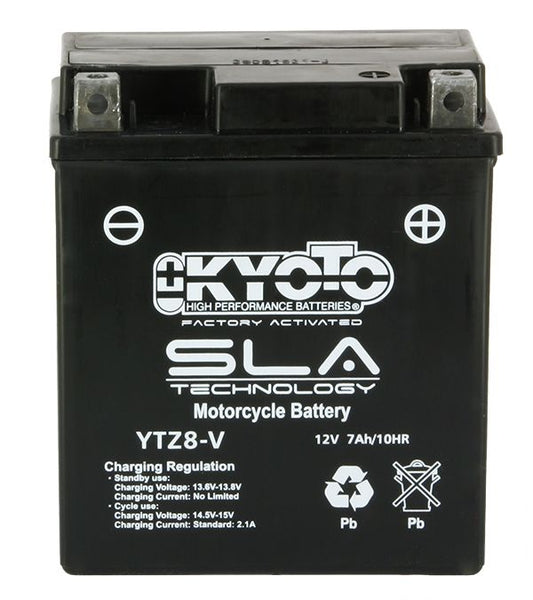 Batteria moto Kyoto SLA GTZ8-V (YTZ8-V) AGM - Senza manutenzione - 12 V 7 Ah - Dimensioni: 113 x 70 x 130 mm compatibile con YAMAHA MT-03 300 2015-2020