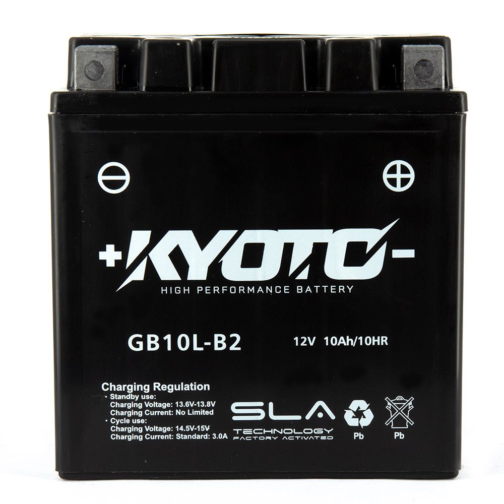 Batteria moto Kyoto SLA GB10L-B2 (YB10L-B2) AGM - Senza manutenzione - 12 V 10 Ah - Dimensioni: 133 x 90 x 142 mm compatibile con SUZUKI GS500E, GS500 500 1989-2000