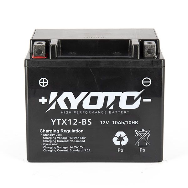 Batteria moto Kyoto SLA GTX12-BS (YTX12-BS) AGM - Senza manutenzione - 12 V 10 Ah - Dimensioni: 150 x 87 x 131 mm compatibile con Kawasaki VN900, B, C, D 900 2006