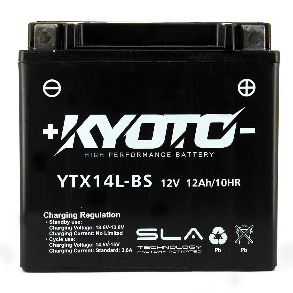 Batteria moto Kyoto SLA YTX14L-BS AGM - Senza manutenzione - 12 V 12 Ah - Dimensioni: 150 x 87 x 145 mm compatibile con HARLEY-DAVIDSON 1200 NIGHTSTER 1200 2011-