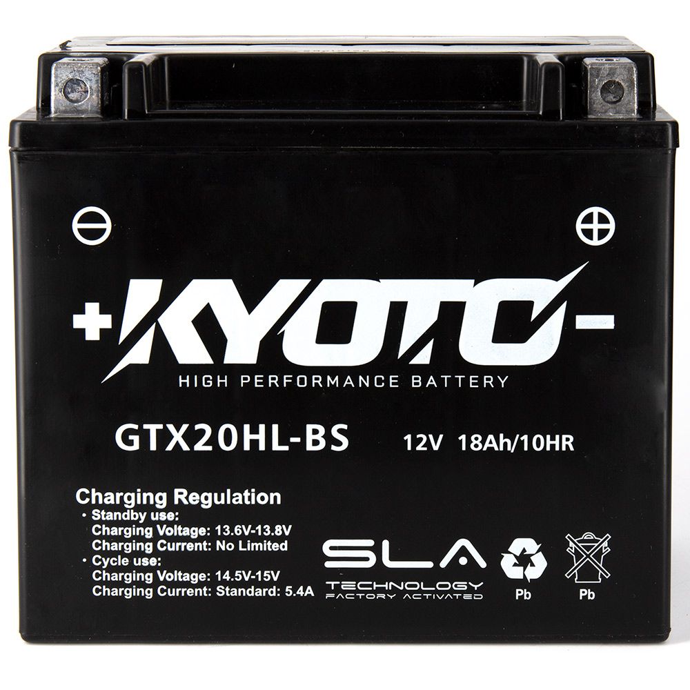Batteria moto Kyoto SLA GTX20HL-BS (YTX20HL-BS) AGM - Senza manutenzione - 12 V 18 Ah - Dimensioni: 175 x 87 x 155 mm