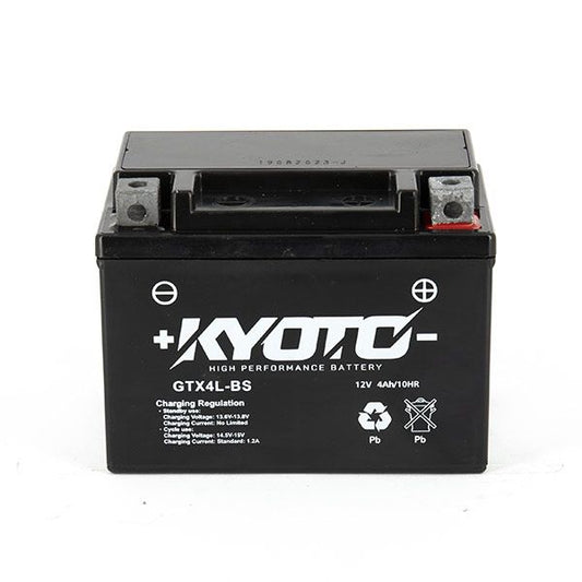 Batteria moto Kyoto SLA GTX4L-BS (YTX4L-BS) AGM - Senza manutenzione - 12 V 3 Ah - Dimensioni: 114 x 71 x 86 mm compatibile con GARELLI Capri 50 2006