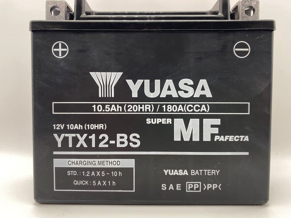 Batteria moto Yuasa YTX12-BS - Senza manutenzione - 12 V 10 Ah - Dimensioni: 150 x 87 x 131 mm compatibile con Aprilia Sport city rest 300 2008-2010
